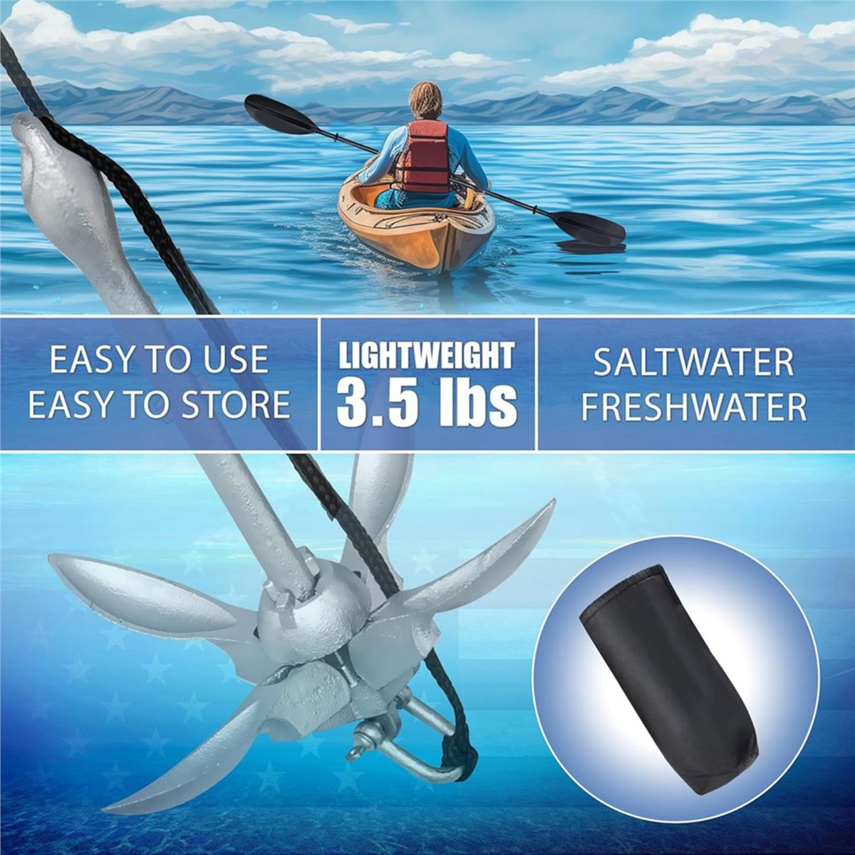 Fishing Kayak Anchor - Grande Sconto Ancora per Kayak, Kit