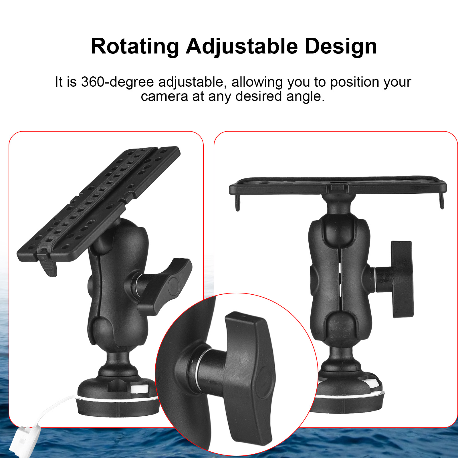 Fishing Kayak Fish Finder Mount - Supporto per fishfinder con base rettangolare